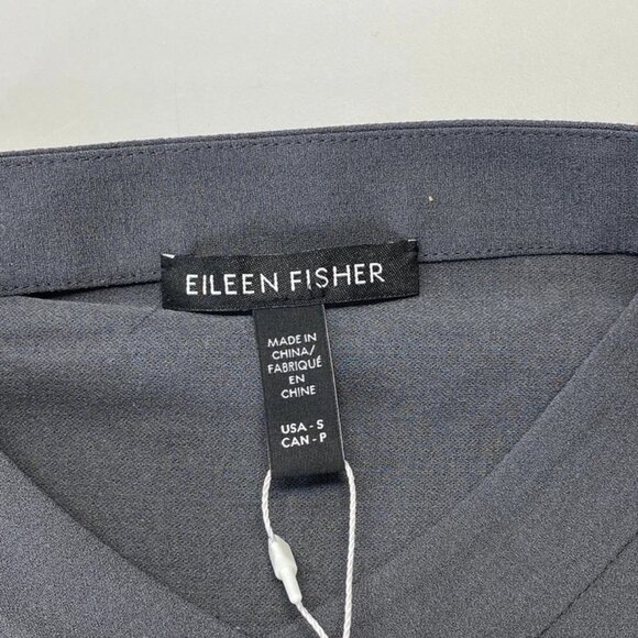 NEW EILEEN FISHER Women’s Button-Up Shirt Grey Size S Ebony Mandarin Collar Long - Picture 4 of 9